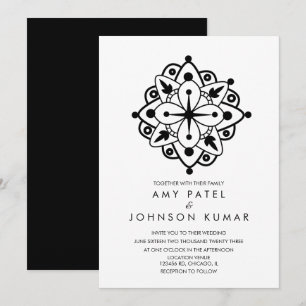 Invitation de mariage indien gras hindou noir et b
