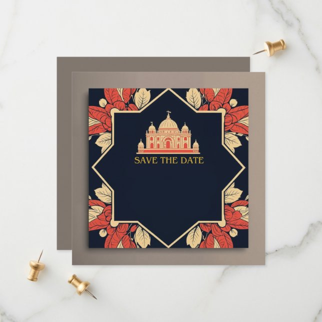 Invitation de mariage indien pour sauver la date (Devant/Arrière en situation)