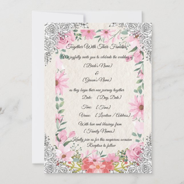 Invitation de mariage indien simple et élégant | T (Devant)