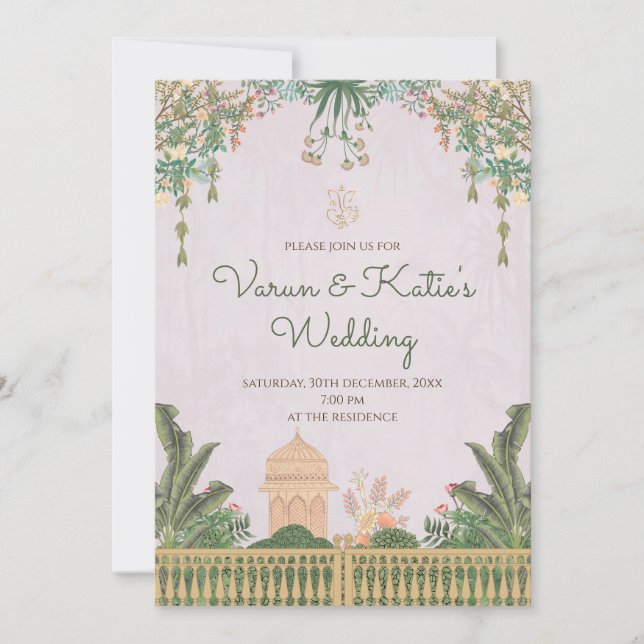 Invitation de mariage indien sous forme de carte d (Devant)