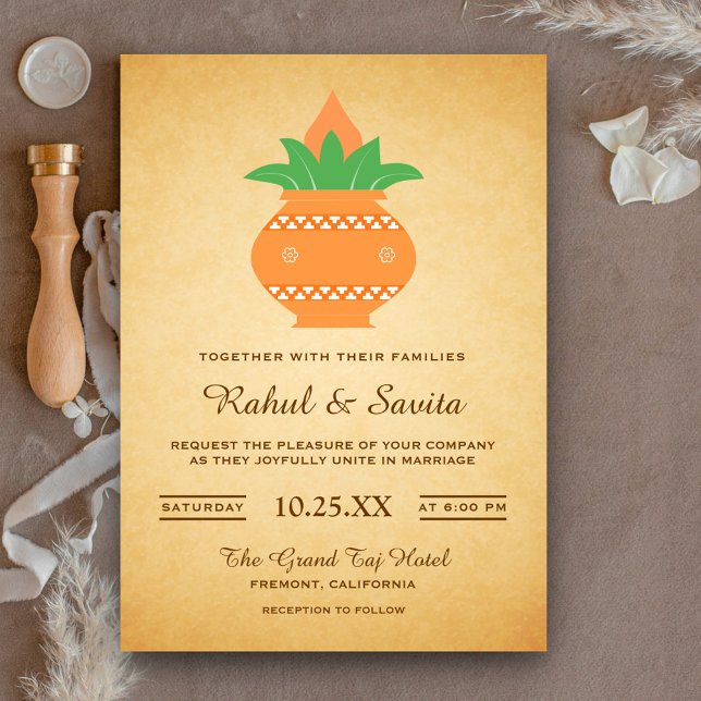 Invitation de mariage indien vintage élégante Kala (Créateur téléchargé)