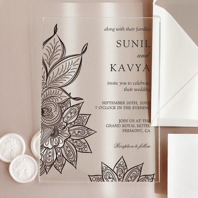 Invitation de mariage indien vintage Mehendi Henna (Créateur téléchargé)