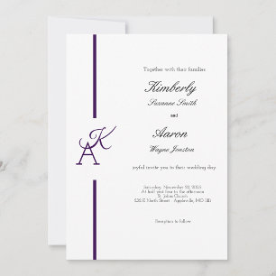 Invitation de mariage initiale de ligne minimalist