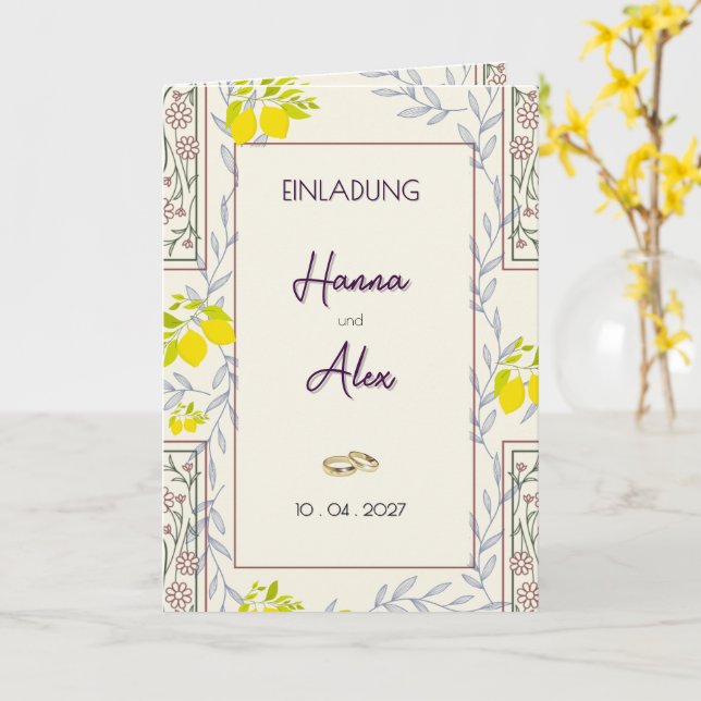 Invitation de mariage intemporelle Botanical + cit (Fleur jaune)