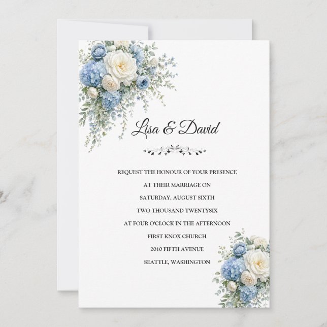 Invitation de mariage - Invitation aux hortensias  (Devant)