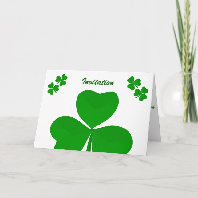 Invitation de mariage irlandais trèfle (Devant)