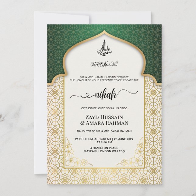Invitation de mariage islamique | 6 couleurs de to (Devant)
