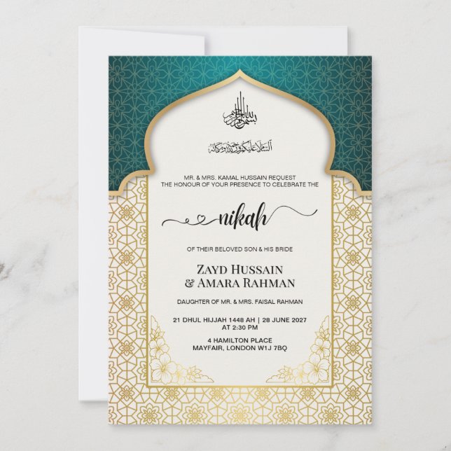 Invitation de mariage islamique | 6 couleurs toniq (Devant)