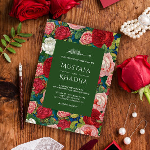 Invitation de mariage islamique à motif floral de