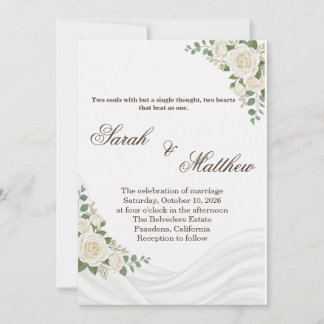 Invitation de mariage islamique élégante blanche f