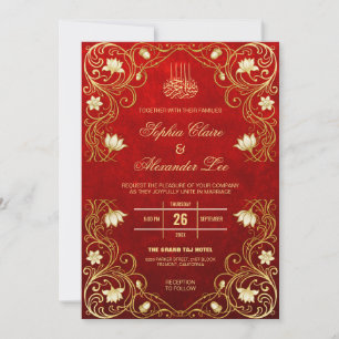 Invitation de mariage islamique élégante émeraude