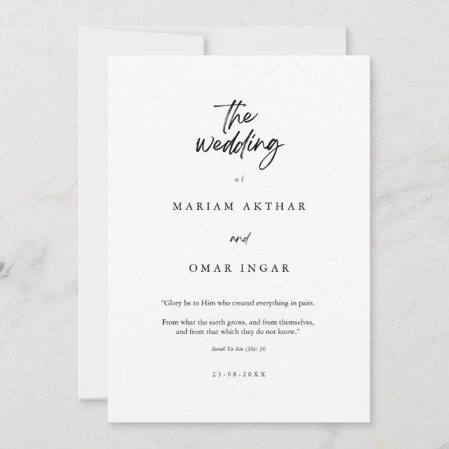 Invitation de mariage islamique minimaliste modern (Devant)