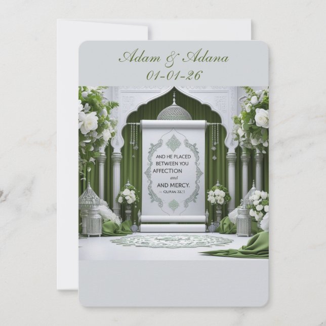 Invitation de mariage islamique personnalisée (Devant)