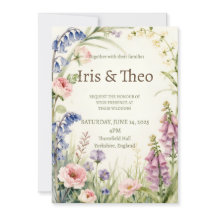 Invitation de mariage jardin fleuri aquarelle |