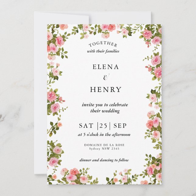 Invitation de mariage Jardin Secret Fleur de Champ (Devant)