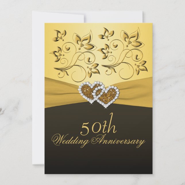Invitation de mariage Joined Hearts 50e anniversai (Devant)