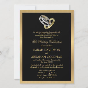 Invitation de mariage juif formel traditionnel or