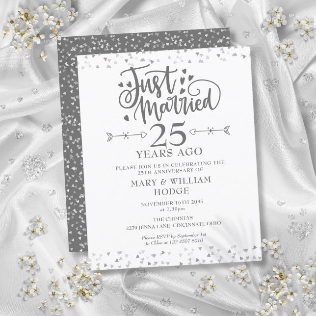 Invitation de mariage juste budgétaire 25e anniver (Budget Just Married 25th Anniversary Invitation)