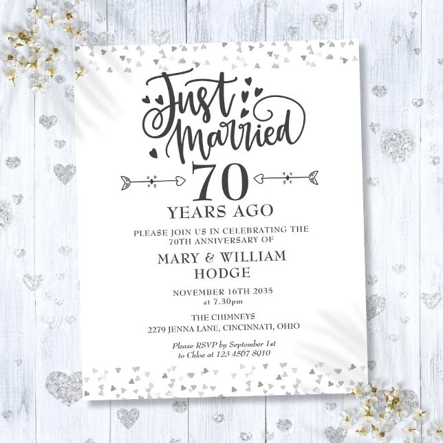 Invitation de mariage juste budgétaire 70e anniver (Budget Just Married 70th Anniversary Invitation)