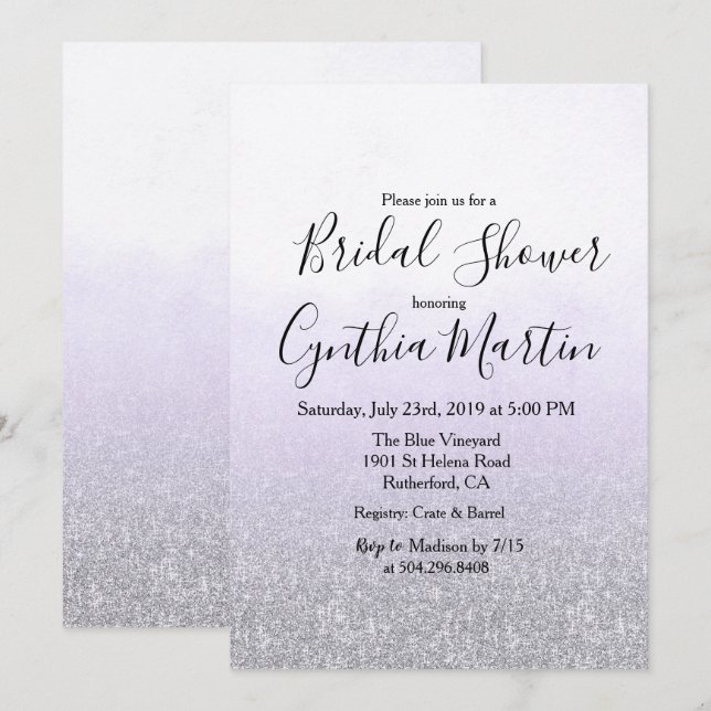 Invitation de mariage Lavande Aquarelle (Devant / Derrière)