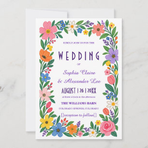 Invitation de mariage LGBTQ Fleurs Rétro Arc-en-ci