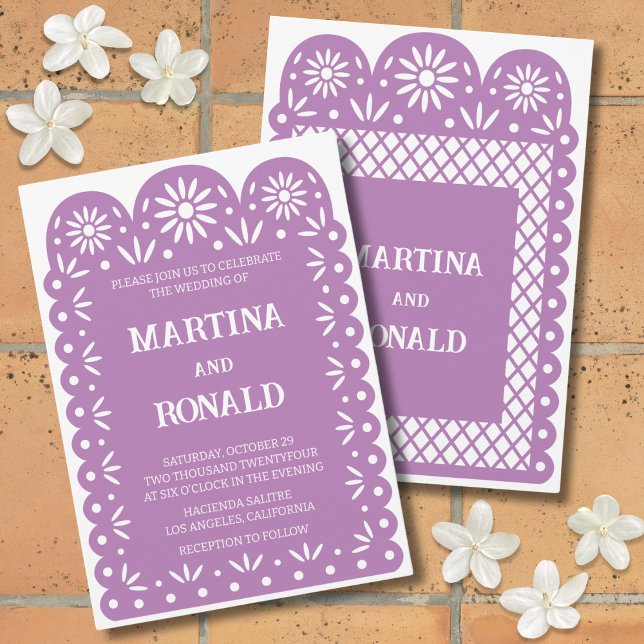 Invitation de mariage Lila en papier découpé mexic (Créateur téléchargé)
