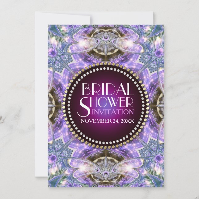 Invitation de mariage Lilac Geo Dragonfly Magic Br (Devant)