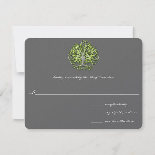 Invitation de mariage Lime Swirl Tree Roots of Lov (Devant)
