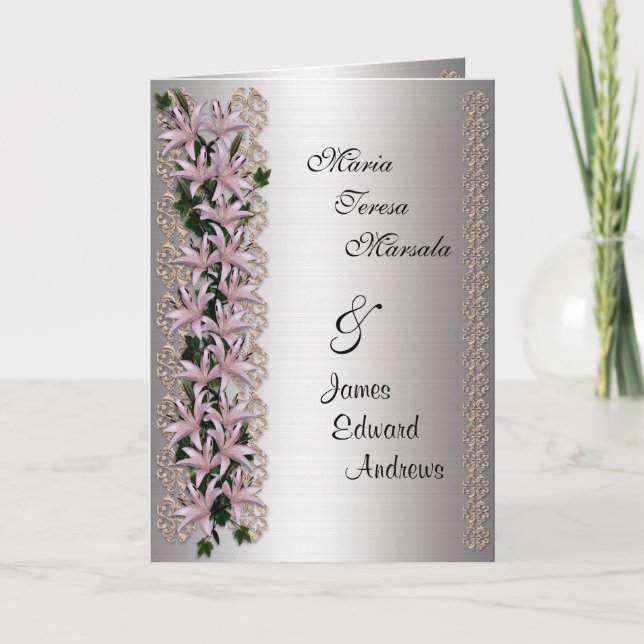 Invitation de mariage lis asiatiques (Devant)