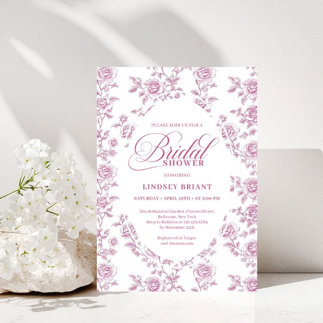 Invitation de mariage Luxe Rose Gold Fleurs Roses (Luxury Rose Gold Floral Roses Bridal Shower Invitation)
