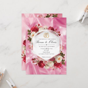 Invitation de mariage Luxueuse en Soie Rose avec R