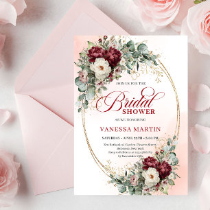 Invitation de mariage luxueuse rouge foncé et or a
