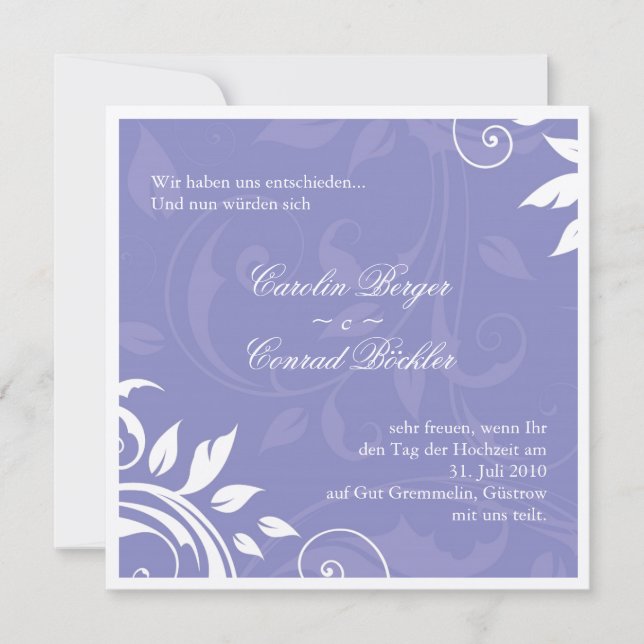 Invitation de mariage luxueuse - Texte allemand 2 (Devant)