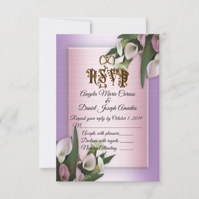 Invitation de mariage lys calla RSVP (Devant)