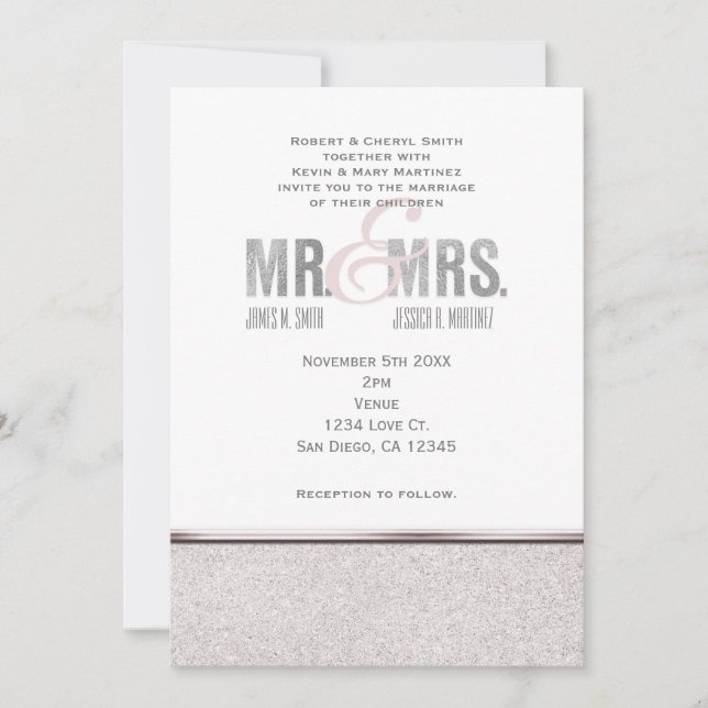 Invitation de mariage M. et Mme Glamour Sparkle Ch (Devant)