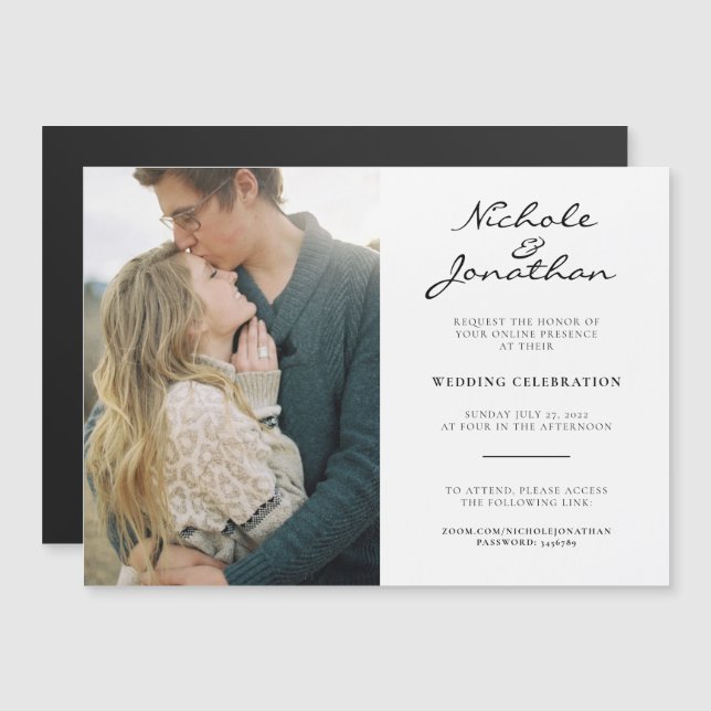 Invitation de mariage magnétique en ligne virtuell (Devant / Derrière)