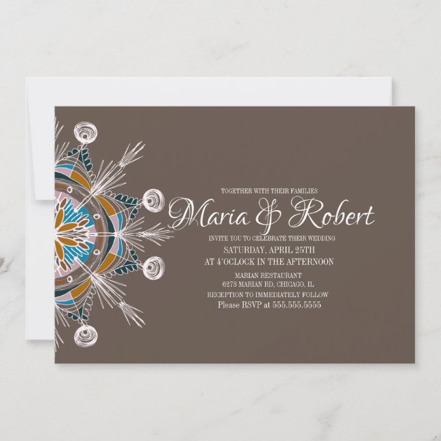 Invitation de mariage mandala bohème colorée (Devant)