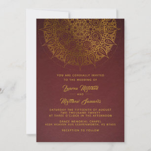 Invitation de mariage mandala or