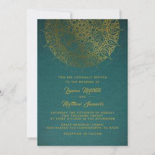 Invitation de mariage mandala or