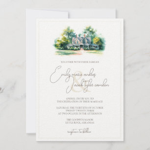 Invitation de mariage - Manoir Sud en aquarelle