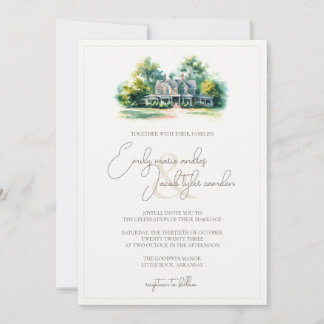 Invitation de mariage - Manoir Sud en aquarelle