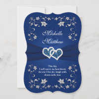 Invitation de mariage | Marine, Argent, Floral, Co