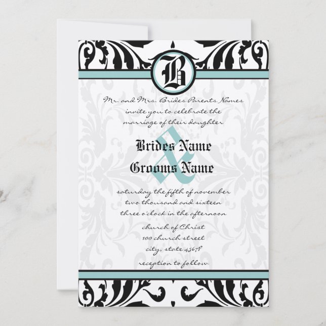 Invitation de mariage Médiéval Renaissance Damas (Devant)