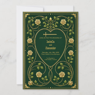 Invitation de mariage médiéval royal cœurs et épée