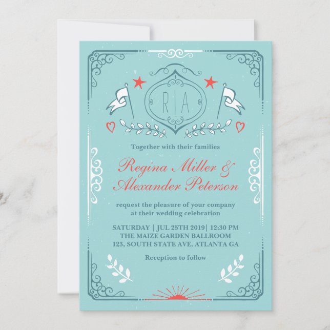 Invitation de mariage médiéval vintage victorien (Devant)