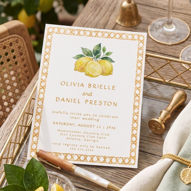 Invitation de mariage méditerranéen au citron aqua (Créateur téléchargé)