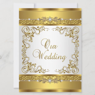 Invitation de mariage métallisé or blanc diamant