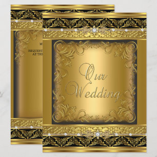 Invitation de mariage métallisé or diamant noir