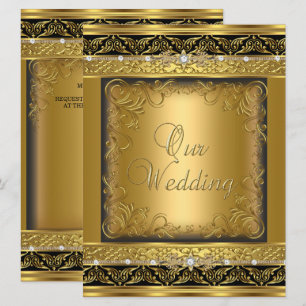 Invitation de mariage métallisé or diamant noir