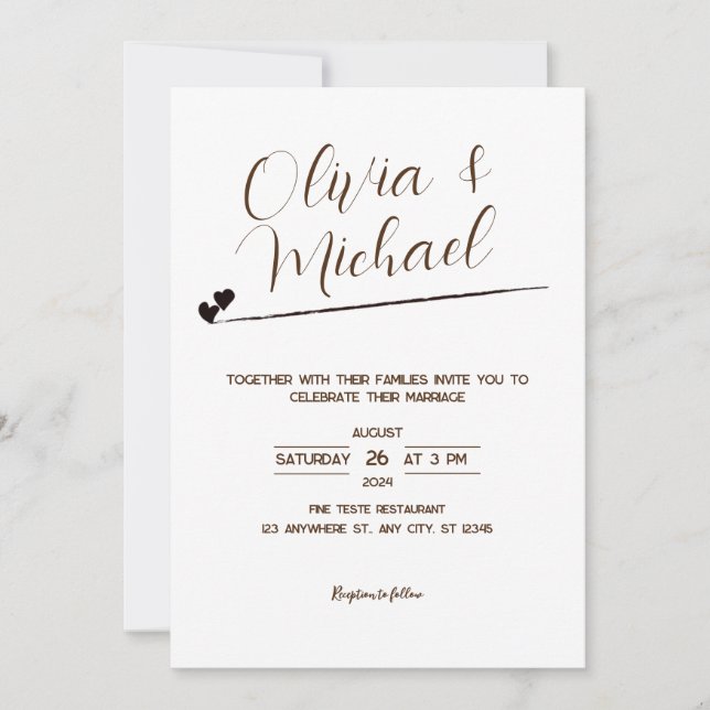 Invitation de mariage mimaliste, élégante (Devant)